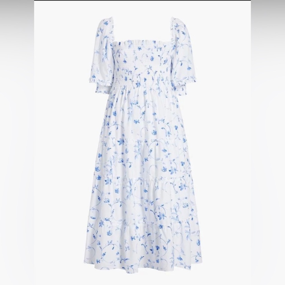 Hill House nap dress trellis Blue botanical size medium